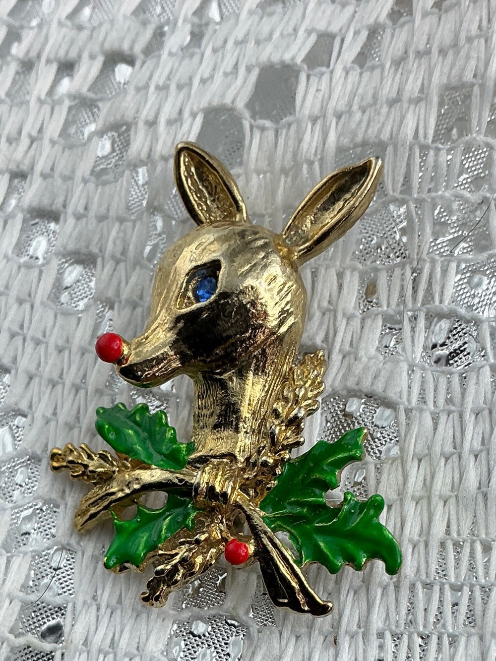 Vintage 1970”s Rudolph the Red Nosed Reindeer Brooch